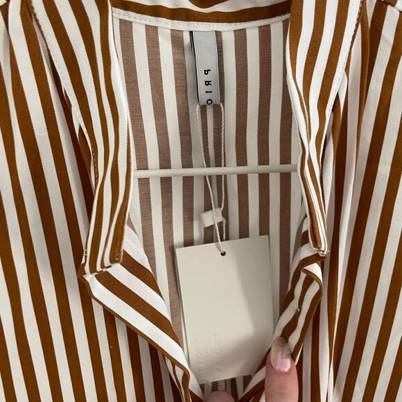 PRIORY Aise Dress Striped Poplin Burnt Orange / White in M/L​​​​ - Picture 6 of 7